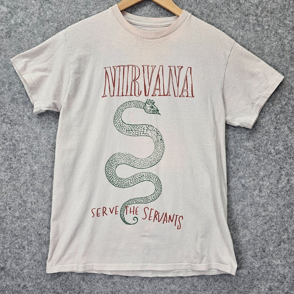 Nirvana Serve The Servants T Shirt S M Band Tee Grunge 90s Rock Music Snake FLAW